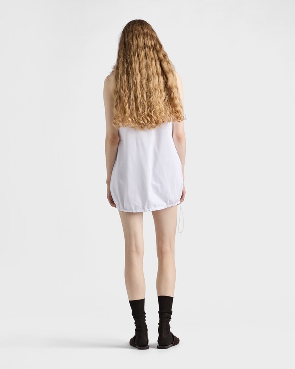 Reversible cotton jersey and Re-Nylon mini-dress - White Reversible cotton jersey and Re-Nylon mini-dress - White