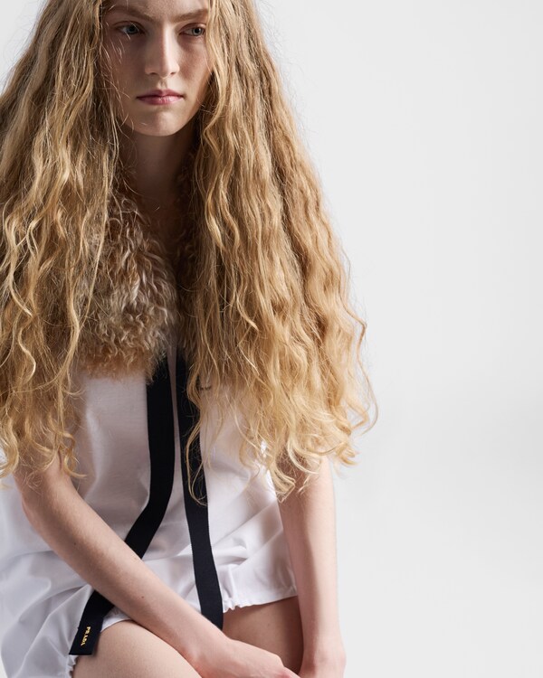 Reversible cotton jersey and Re-Nylon mini-dress - White Reversible cotton jersey and Re-Nylon mini-dress - White
