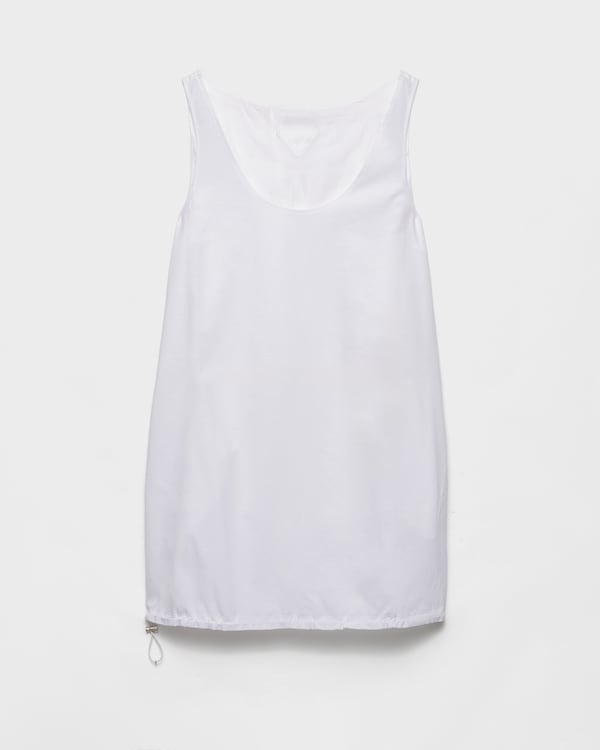 Reversible cotton jersey and Re-Nylon mini-dress - White Reversible cotton jersey and Re-Nylon mini-dress - White