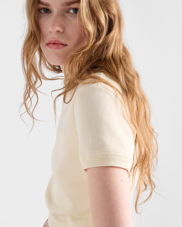 Cotton fleece crew-neck T-shirt - Yellow Cotton fleece crew-neck T-shirt - Yellow