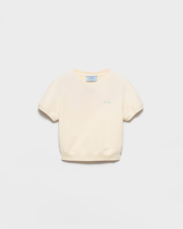 Cotton fleece crew-neck T-shirt - Yellow Cotton fleece crew-neck T-shirt - Yellow