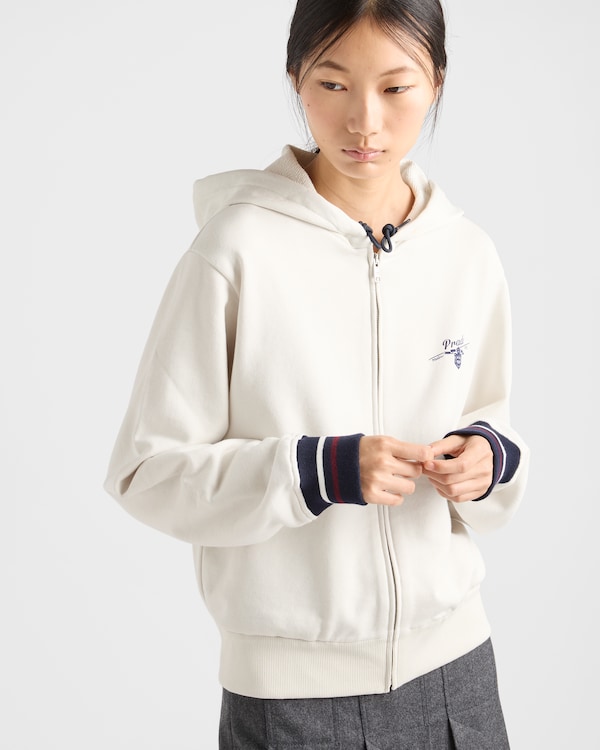Cotton fleece zipper hoodie - Chalk White Cotton fleece zipper hoodie - Chalk White