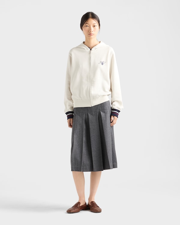 Cotton fleece zipper hoodie - Chalk White Cotton fleece zipper hoodie - Chalk White