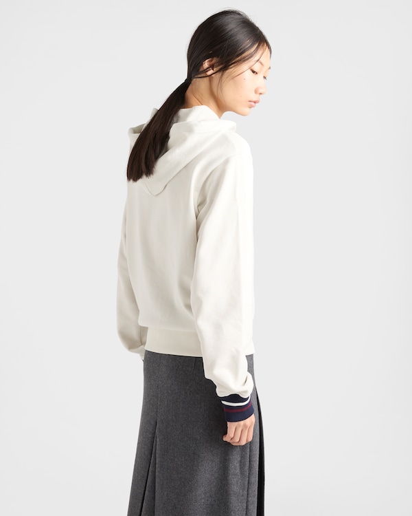 Cotton fleece zipper hoodie - Chalk White Cotton fleece zipper hoodie - Chalk White