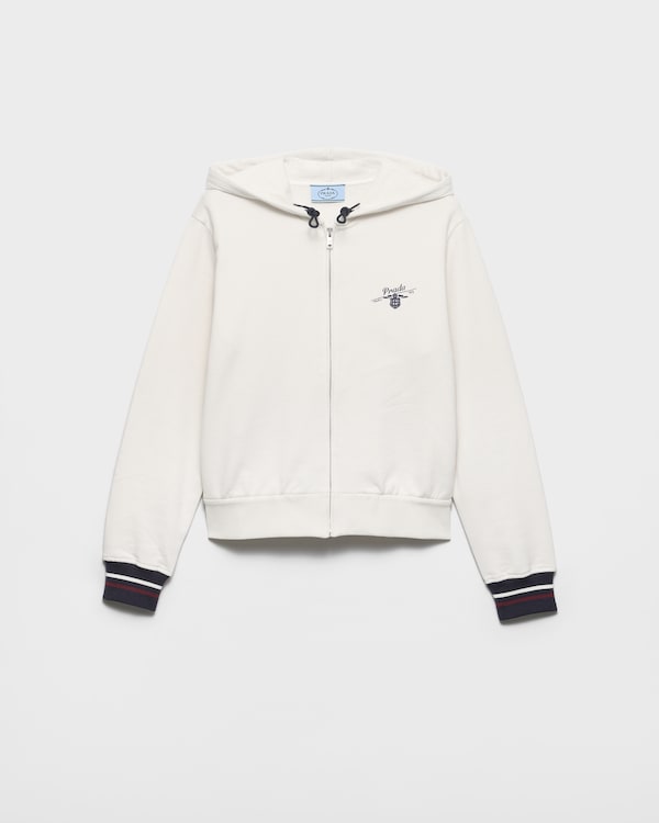 Cotton fleece zipper hoodie - Chalk White Cotton fleece zipper hoodie - Chalk White