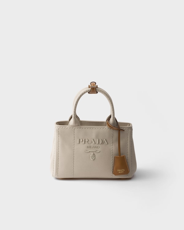 Prada Jardinière cotton canvas mini-bag - Natural Prada Jardinière cotton canvas mini-bag - Natural