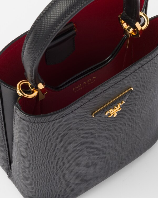 Prada Panier small Saffiano leather bag - Black/Fiery Red Prada Panier small Saffiano leather bag - Black/Fiery Red