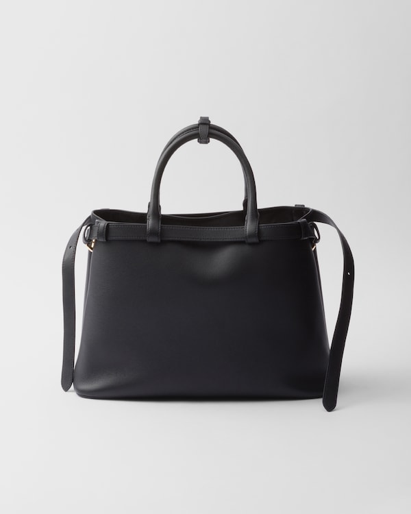Prada Buckle中号皮革双束带手袋 - 黑色 Prada Buckle中号皮革双束带手袋 - 黑色