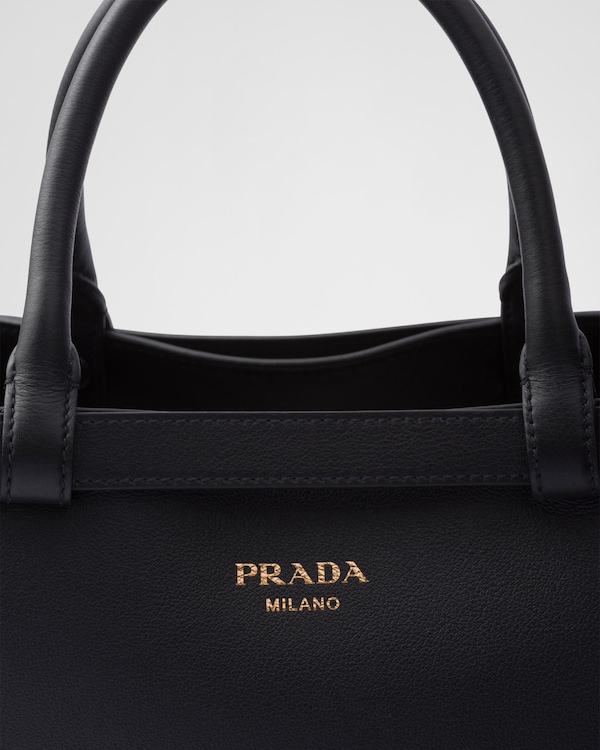 Prada Buckle中号皮革双束带手袋 - 黑色 Prada Buckle中号皮革双束带手袋 - 黑色