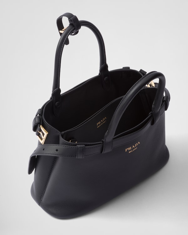Prada Buckle小号皮革双束带手袋 - 黑色 Prada Buckle小号皮革双束带手袋 - 黑色