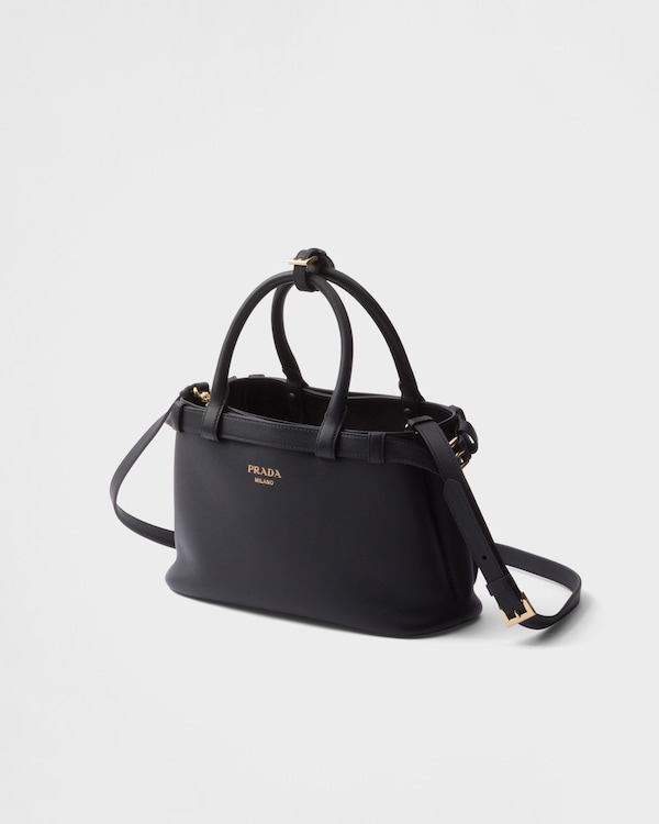 Prada Buckle小号皮革双束带手袋 - 黑色 Prada Buckle小号皮革双束带手袋 - 黑色