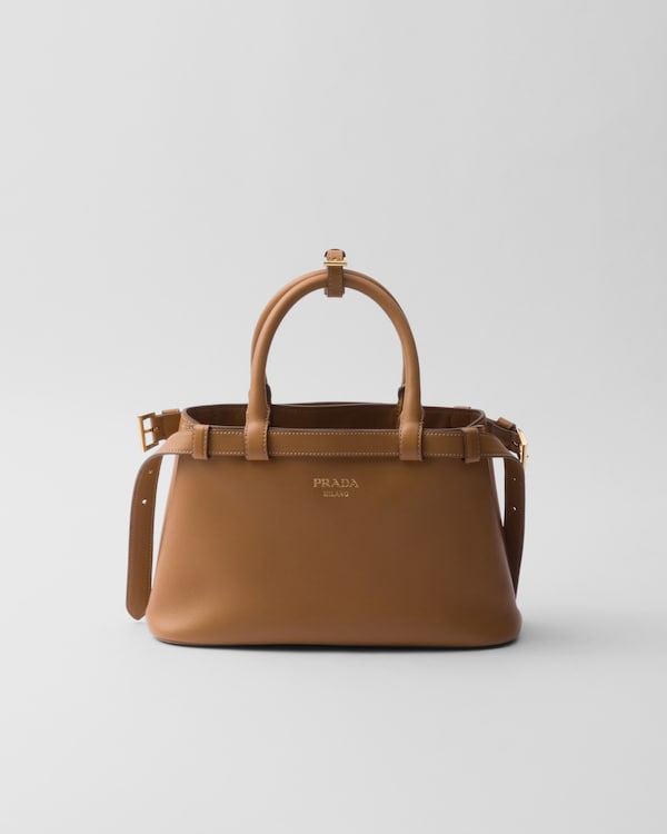 Prada Buckle小号皮革双束带手袋 - 焦糖色 Prada Buckle小号皮革双束带手袋 - 焦糖色
