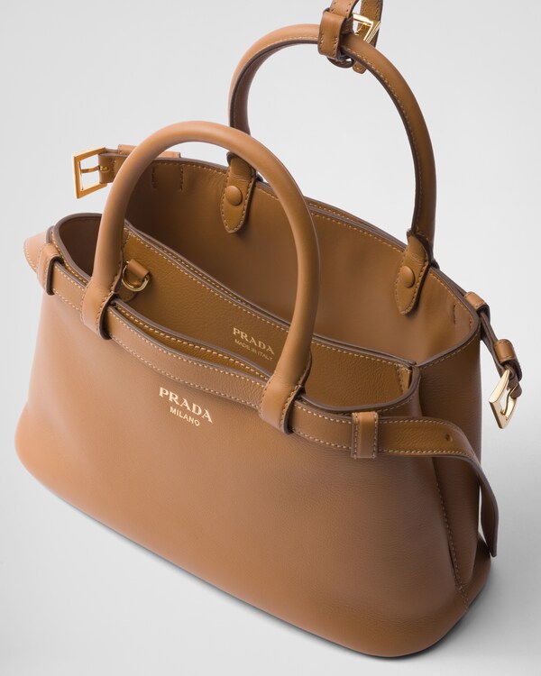 Prada Buckle小号皮革双束带手袋 - 焦糖色 Prada Buckle小号皮革双束带手袋 - 焦糖色