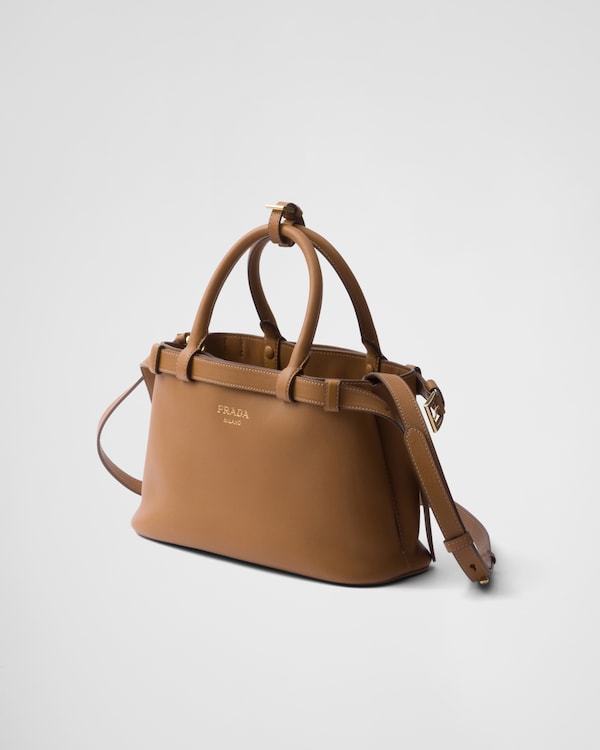 Prada Buckle小号皮革双束带手袋 - 焦糖色 Prada Buckle小号皮革双束带手袋 - 焦糖色