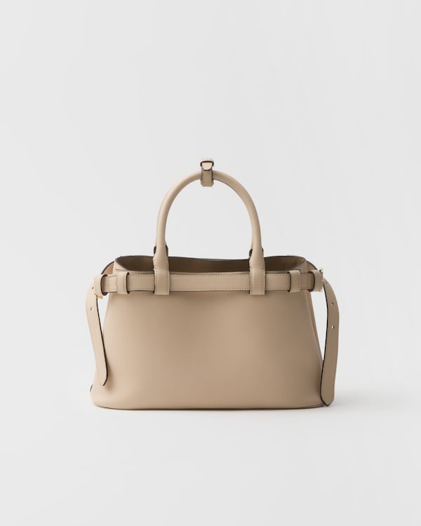 Prada Buckle小号皮革双束带手袋 - 洞石色 Prada Buckle小号皮革双束带手袋 - 洞石色