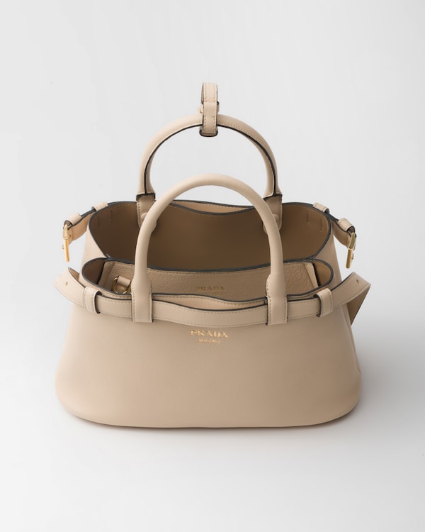 Prada Buckle小号皮革双束带手袋 - 洞石色 Prada Buckle小号皮革双束带手袋 - 洞石色