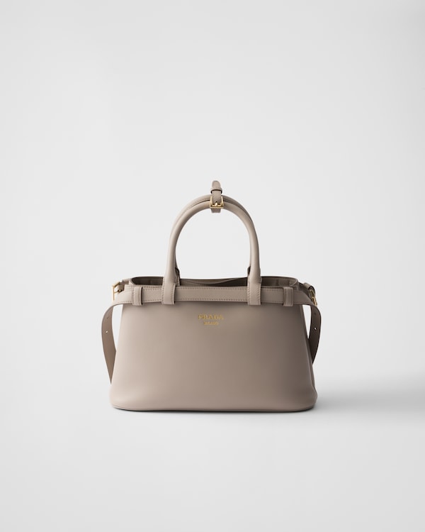 Prada Buckle小号皮革双束带手袋 - 浮石色 Prada Buckle小号皮革双束带手袋 - 浮石色