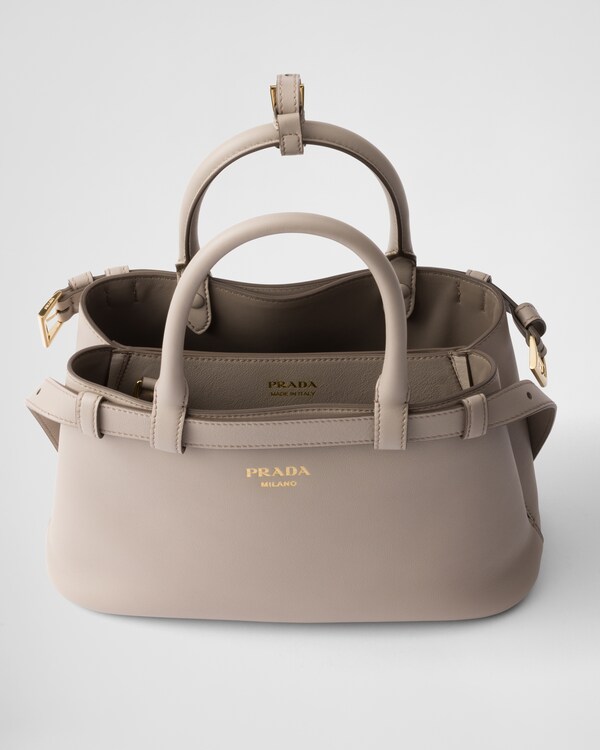 Prada Buckle小号皮革双束带手袋 - 浮石色 Prada Buckle小号皮革双束带手袋 - 浮石色