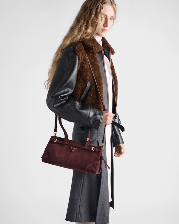 Prada Bonnie medium suede handbag - Burgundy Prada Bonnie medium suede handbag - Burgundy
