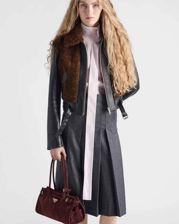 Prada Bonnie medium suede handbag - Burgundy Prada Bonnie medium suede handbag - Burgundy