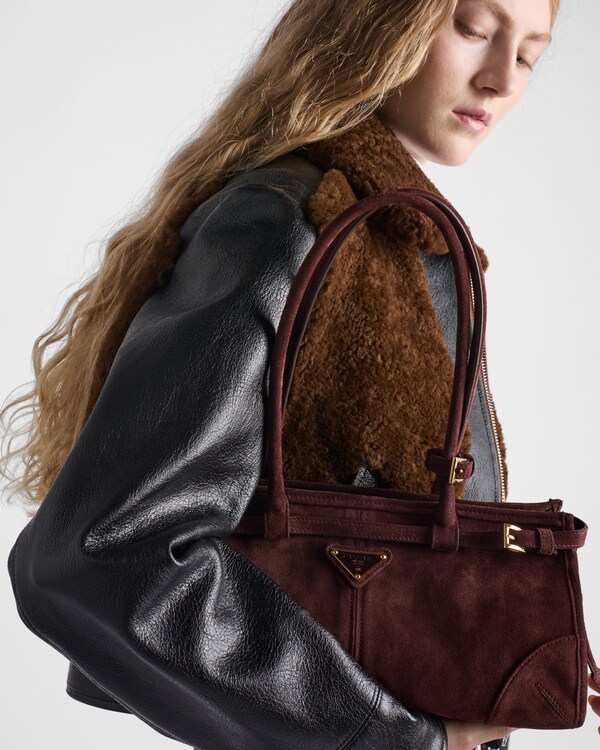 Prada Bonnie medium suede handbag - Burgundy Prada Bonnie medium suede handbag - Burgundy