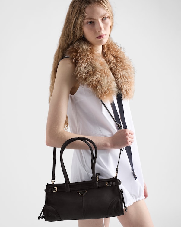 Prada Bonnie medium suede handbag - Anthracite Gray Prada Bonnie medium suede handbag - Anthracite Gray