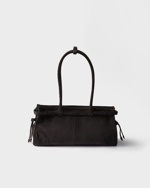 Prada Bonnie medium suede handbag - Anthracite Gray Prada Bonnie medium suede handbag - Anthracite Gray