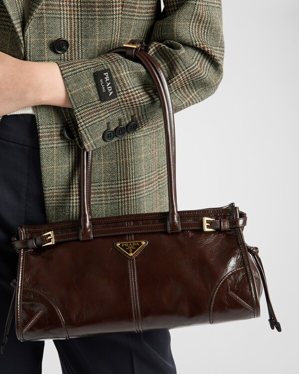 Prada Bonnie中号皮革手袋 - 深棕色 Prada Bonnie中号皮革手袋 - 深棕色