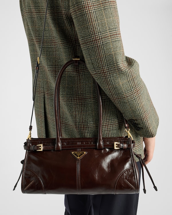 Prada Bonnie中号皮革手袋 - 深棕色 Prada Bonnie中号皮革手袋 - 深棕色