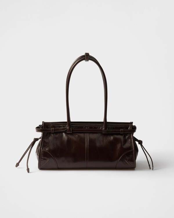 Prada Bonnie中号皮革手袋 - 深棕色 Prada Bonnie中号皮革手袋 - 深棕色