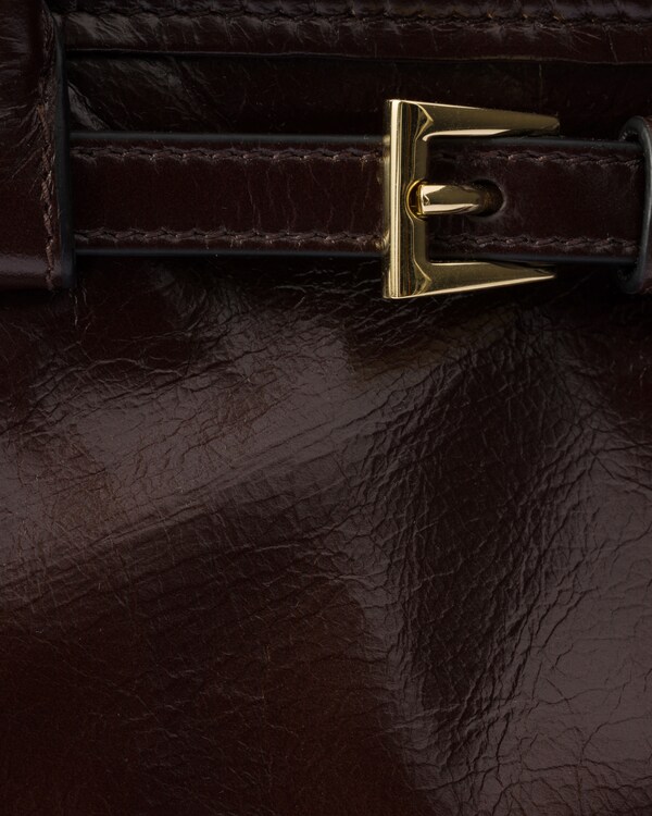 Prada Bonnie中号皮革手袋 - 深棕色 Prada Bonnie中号皮革手袋 - 深棕色