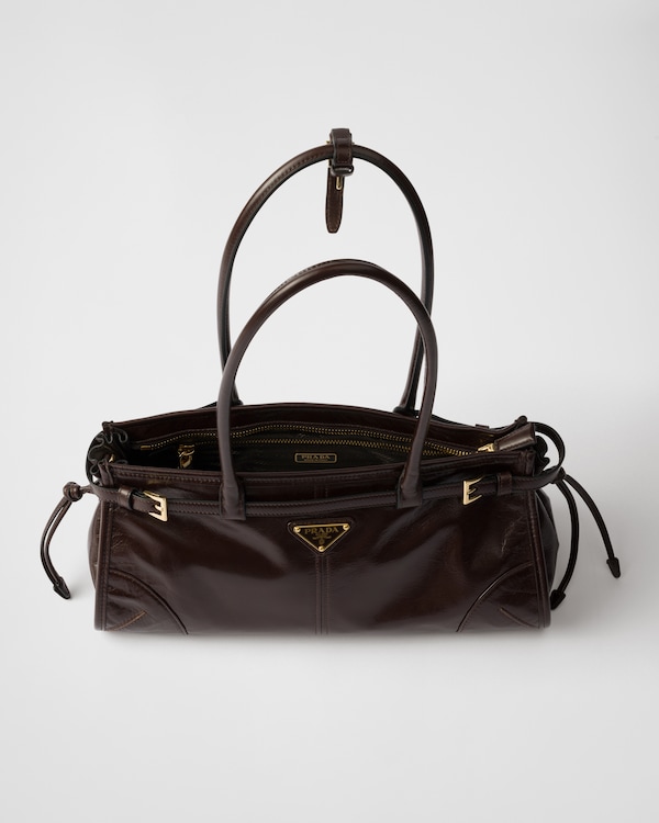 Prada Bonnie中号皮革手袋 - 深棕色 Prada Bonnie中号皮革手袋 - 深棕色