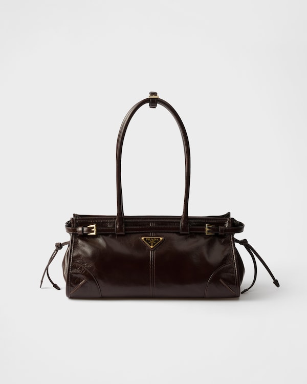 Prada Bonnie中号皮革手袋 - 深棕色 Prada Bonnie中号皮革手袋 - 深棕色