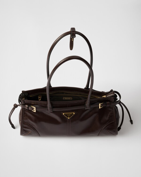 Prada Bonnie中号皮革手袋 - 深棕色 Prada Bonnie中号皮革手袋 - 深棕色