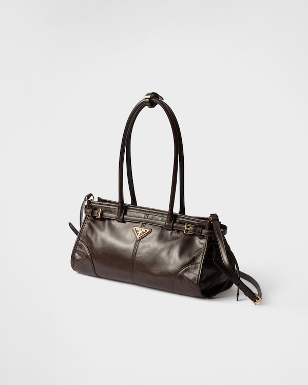 Prada Bonnie中号皮革手袋 - 深棕色 Prada Bonnie中号皮革手袋 - 深棕色