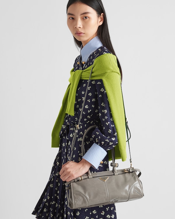 Prada Bonnie中号皮革手袋 - 青灰色 Prada Bonnie中号皮革手袋 - 青灰色