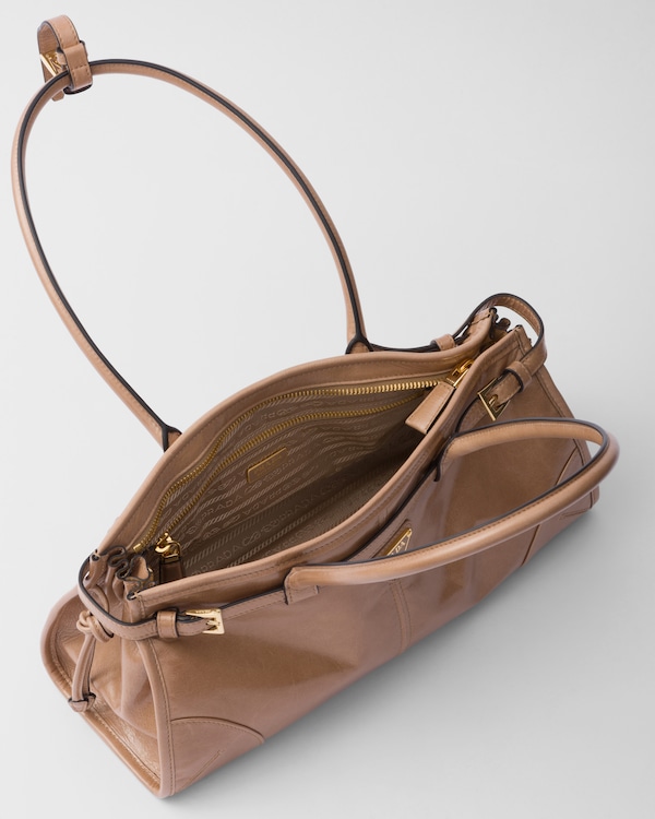 Prada Bonnie中号皮革手袋 - 豆沙色 Prada Bonnie中号皮革手袋 - 豆沙色