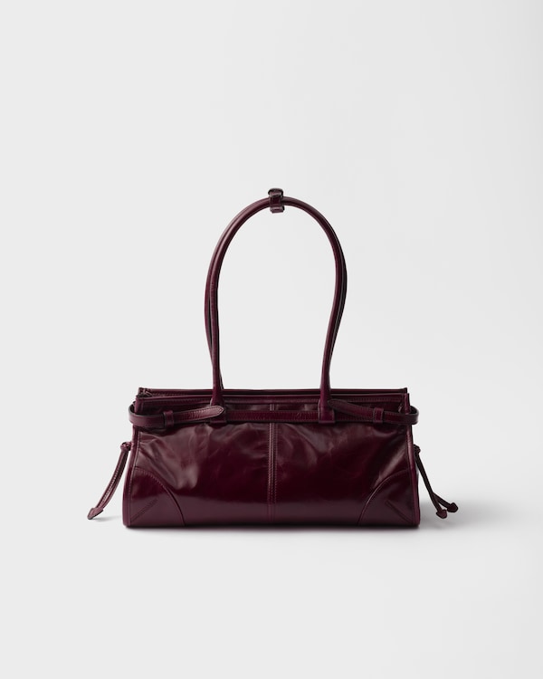 Prada Bonnie中号皮革手袋 - 勃艮第色 Prada Bonnie中号皮革手袋 - 勃艮第色