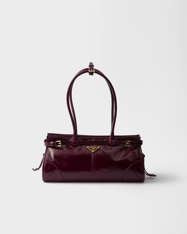 Prada Bonnie中号皮革手袋 - 勃艮第色 Prada Bonnie中号皮革手袋 - 勃艮第色