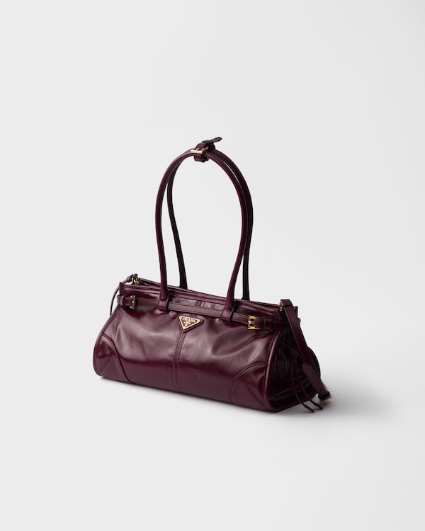 Prada Bonnie中号皮革手袋 - 勃艮第色 Prada Bonnie中号皮革手袋 - 勃艮第色