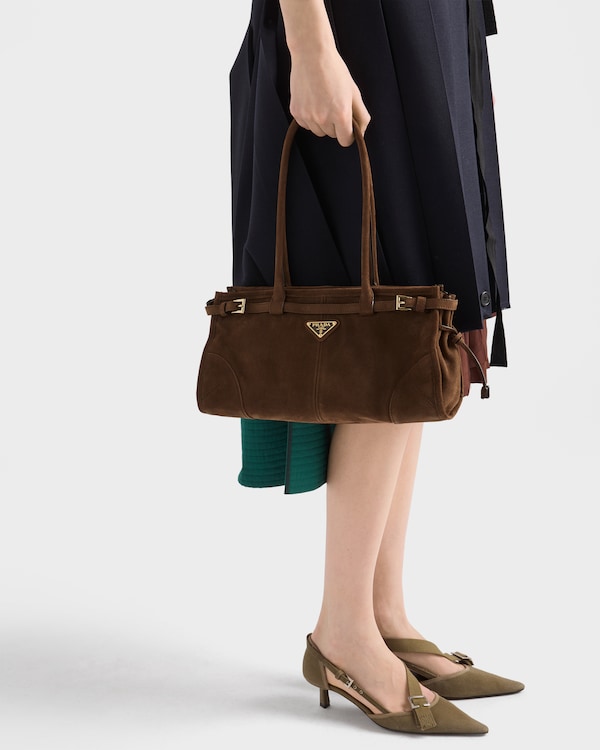 Prada Bonnie中号磨砂皮革手提包 - 可可棕 Prada Bonnie中号磨砂皮革手提包 - 可可棕