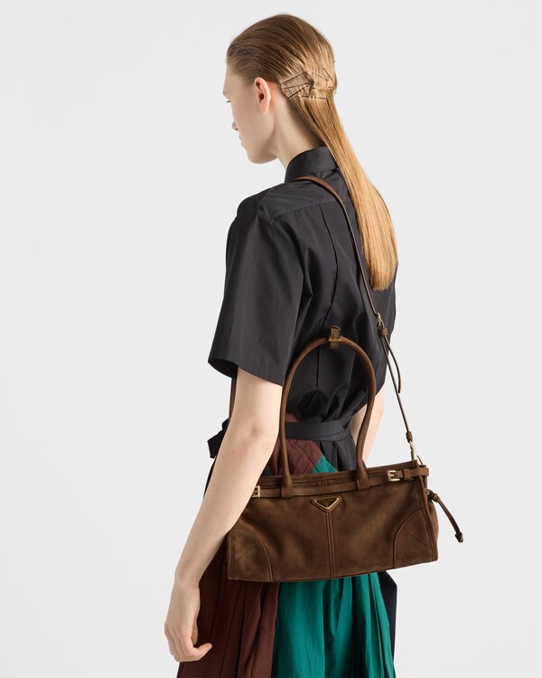 Prada Bonnie中号磨砂皮革手提包 - 可可棕 Prada Bonnie中号磨砂皮革手提包 - 可可棕
