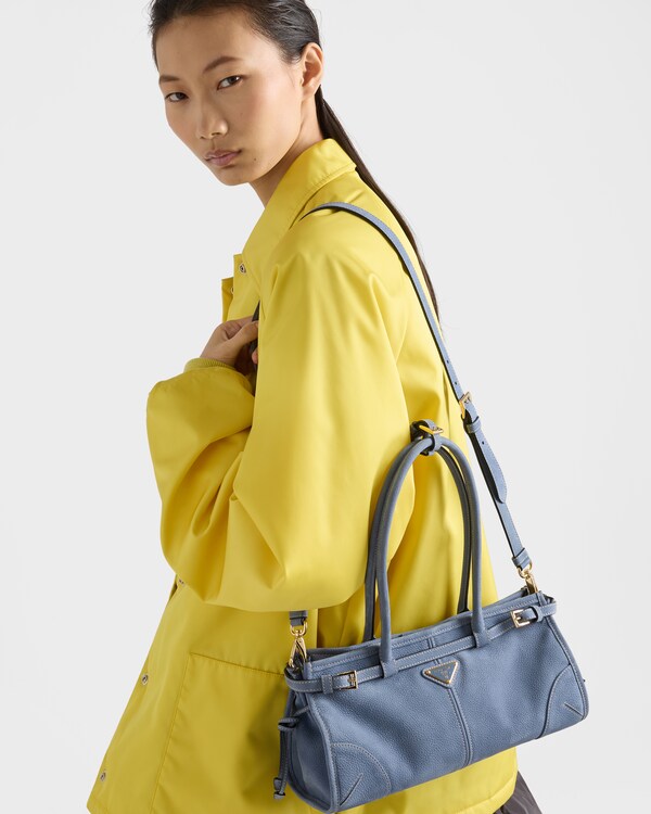 Prada Bonnie中号磨砂皮革手提包 - 航空蓝 Prada Bonnie中号磨砂皮革手提包 - 航空蓝