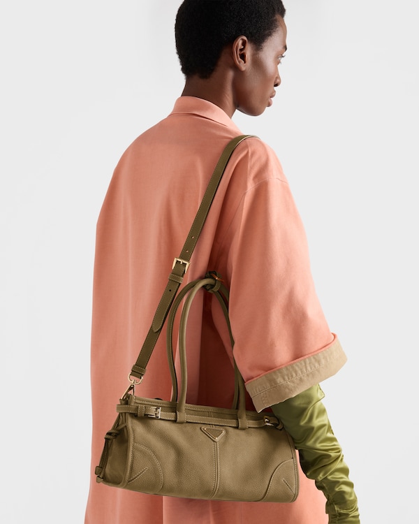 Prada Bonnie中号磨砂皮革手提包 - 沙漠黄 Prada Bonnie中号磨砂皮革手提包 - 沙漠黄