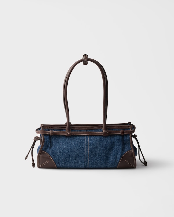 Prada Bonnie medium denim and leather handbag - Blue/Coffee Prada Bonnie medium denim and leather handbag - Blue/Coffee