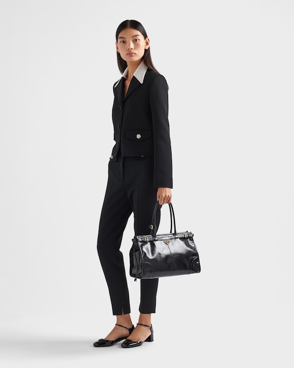 Prada Bonnie大号皮革手袋 - 黑色 Prada Bonnie大号皮革手袋 - 黑色