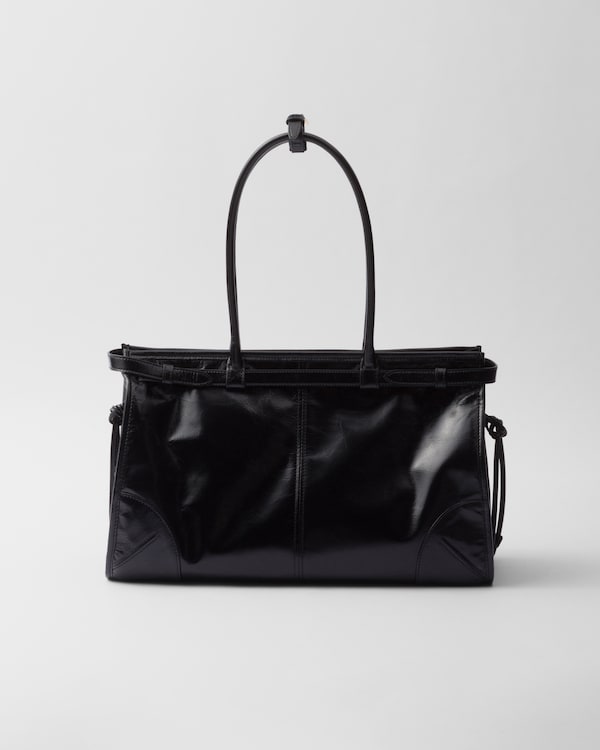 Prada Bonnie大号皮革手袋 - 黑色 Prada Bonnie大号皮革手袋 - 黑色