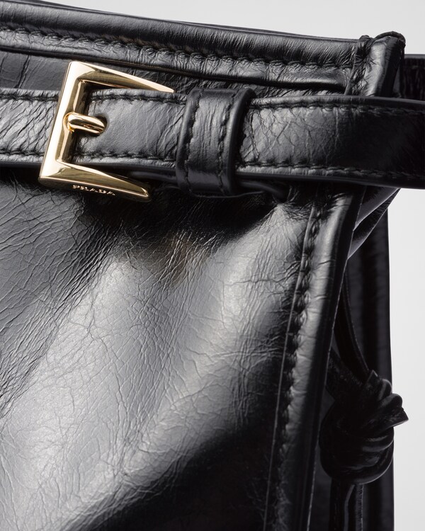 Prada Bonnie大号皮革手袋 - 黑色 Prada Bonnie大号皮革手袋 - 黑色