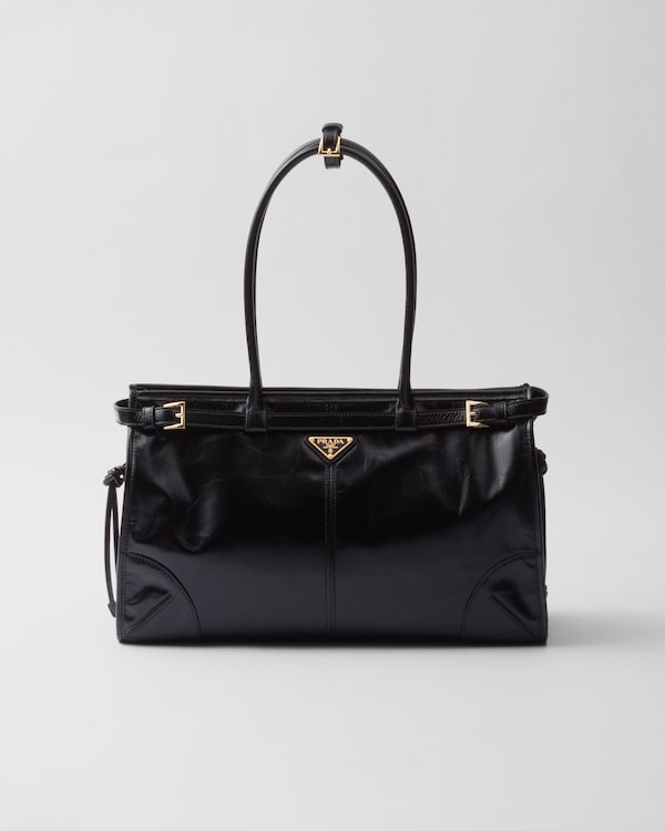 Prada Bonnie大号皮革手袋 - 黑色 Prada Bonnie大号皮革手袋 - 黑色