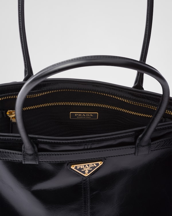Prada Bonnie大号皮革手袋 - 黑色 Prada Bonnie大号皮革手袋 - 黑色